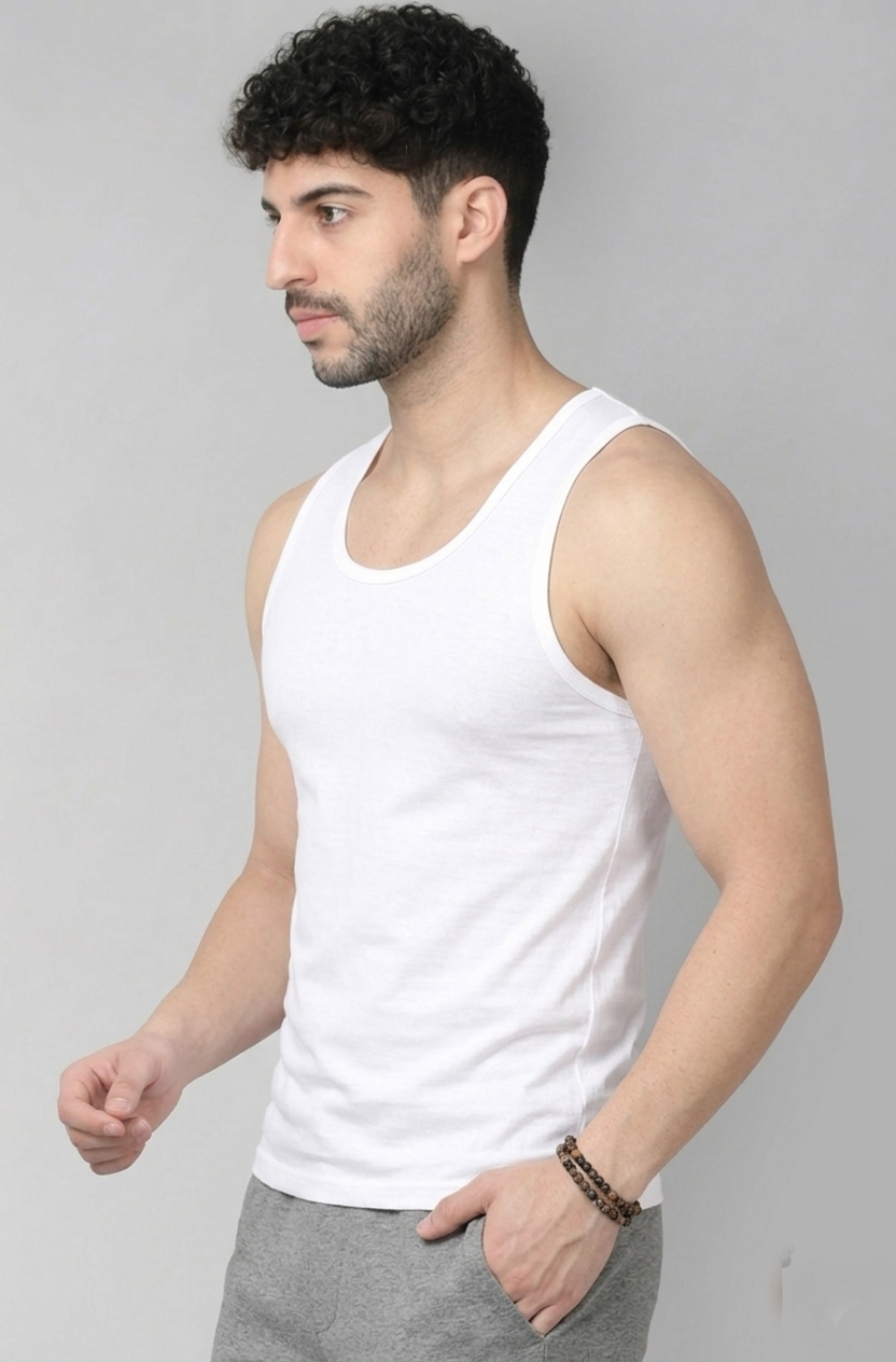 Men’s Premium 100% Cotton Sleeveless Vest Undershirt | Lightweight Soft Innerwear for All Seasons