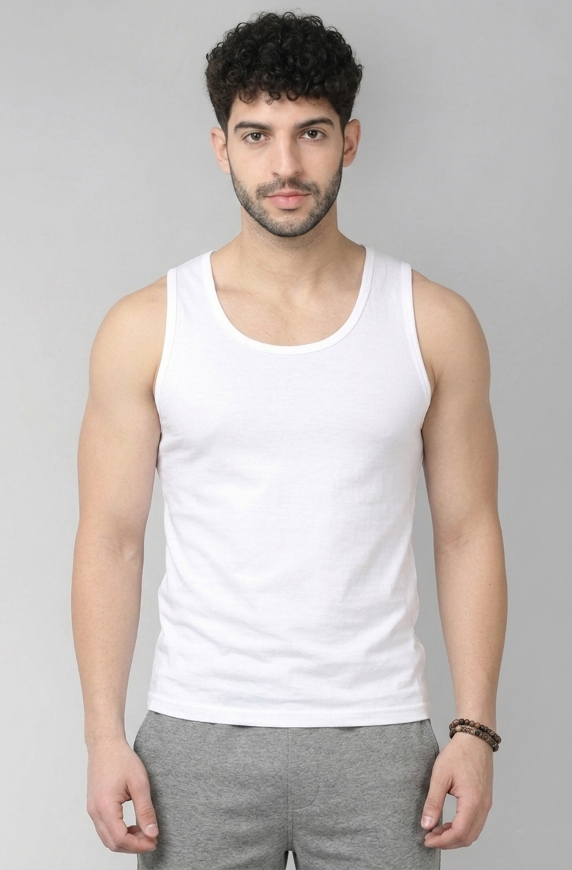 Men’s Premium 100% Cotton Sleeveless Vest Undershirt | Lightweight Soft Innerwear for All Seasons