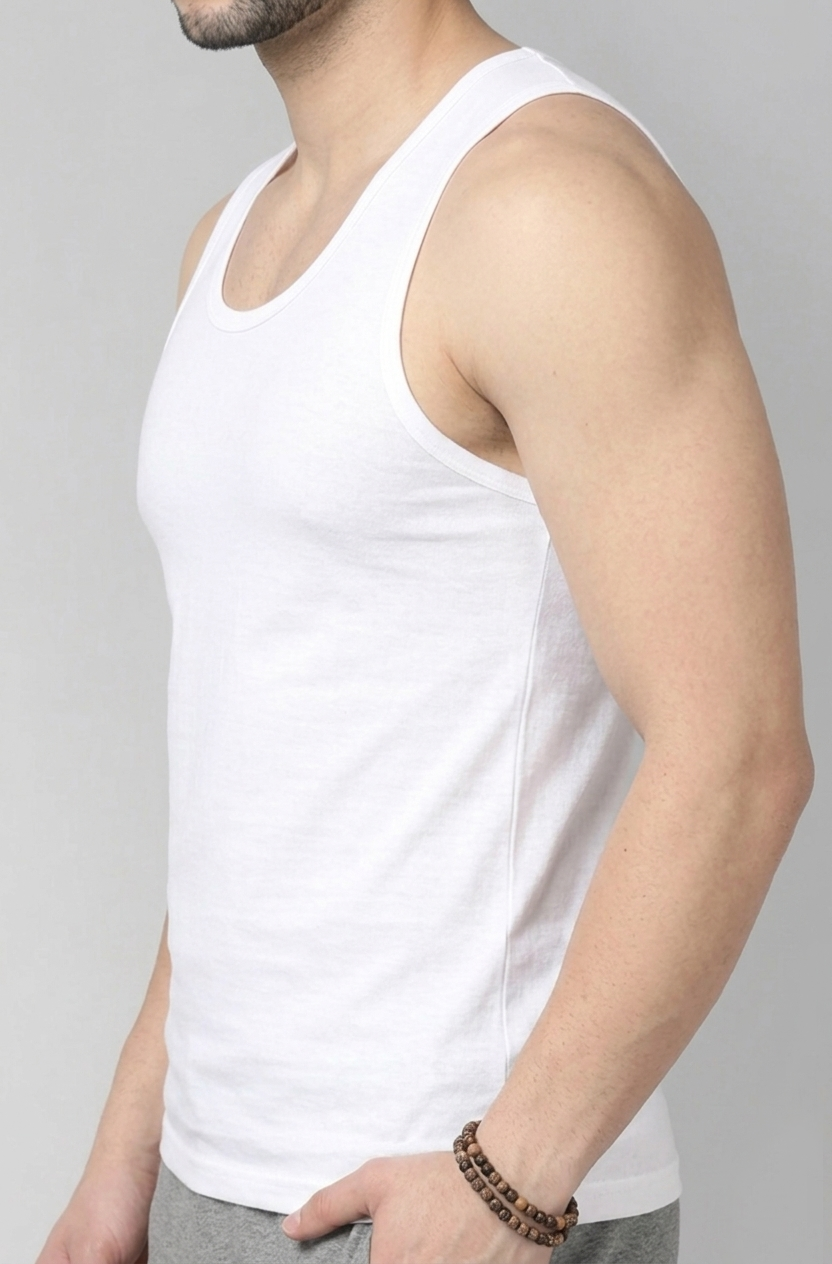Men’s Premium 100% Cotton Sleeveless Vest Undershirt | Lightweight Soft Innerwear for All Seasons